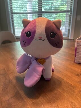Aphmau sprinkles cat plush 2016 batch 1 of 1 EUC bow and tag purple white